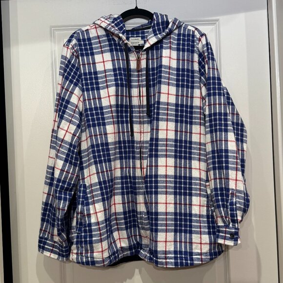 LL Bean Scotch Plaid Flannel Relaxed Zip Hoodie - 3X - Picture 1 of 9